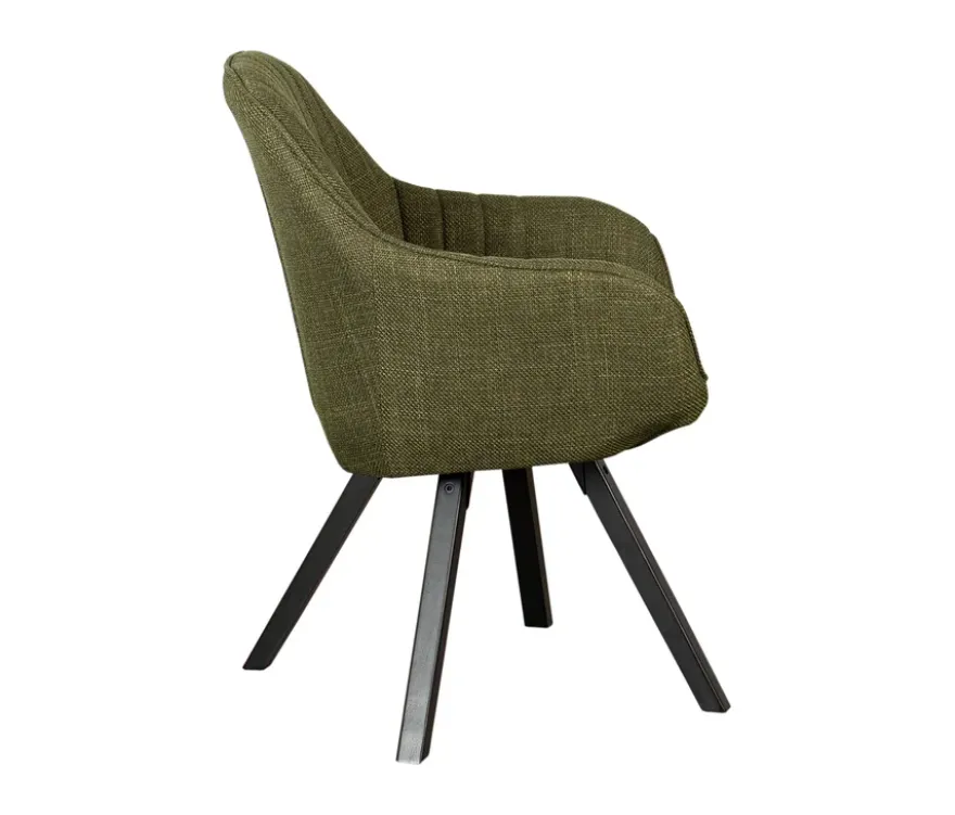 deVries Esstisch »Andria«, 120/210 cm, schwarz und 6 Stühle »Matera«, grün
