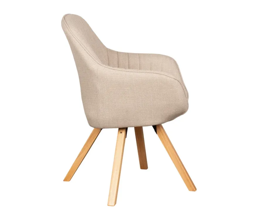 deVries Esstisch »Oria«, 120 cm, Eiche naturfaben und 4 Stühle »Matera«, beige