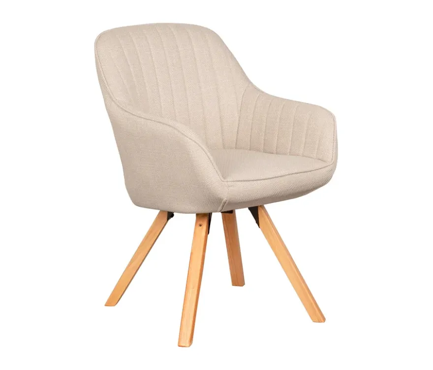 deVries Esstisch »Oria«, 120 cm, Eiche naturfaben und 4 Stühle »Matera«, beige