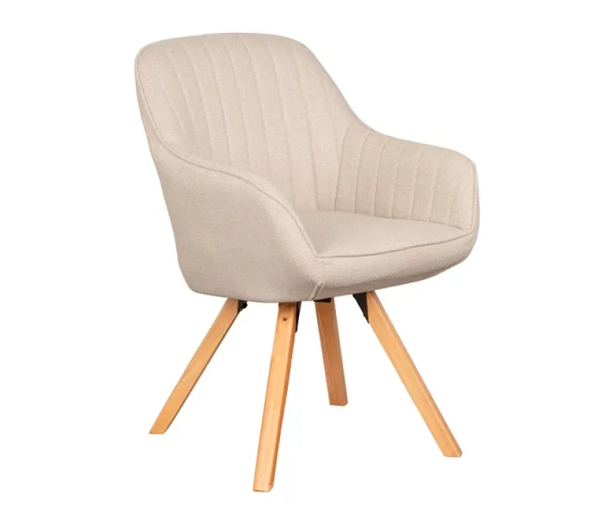 deVries Esstisch »Oria«, 120 cm, Eiche naturfaben und 4 Stühle »Matera«, beige
