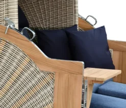 deVries Strandkorb, Teak, XL, mit Champagnerkühler