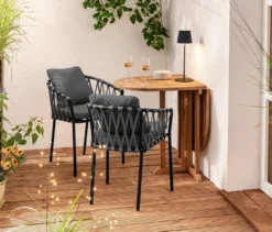 2 Dining-Sessel mit Textilgeflecht