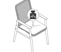 Dining-Stuhl mit Teak-Armlehnen und Textilgeflecht