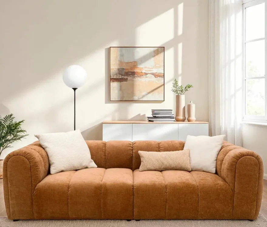 DOMO Bigsofa »Aalborg«, Sitzraster schmal, hellbraun