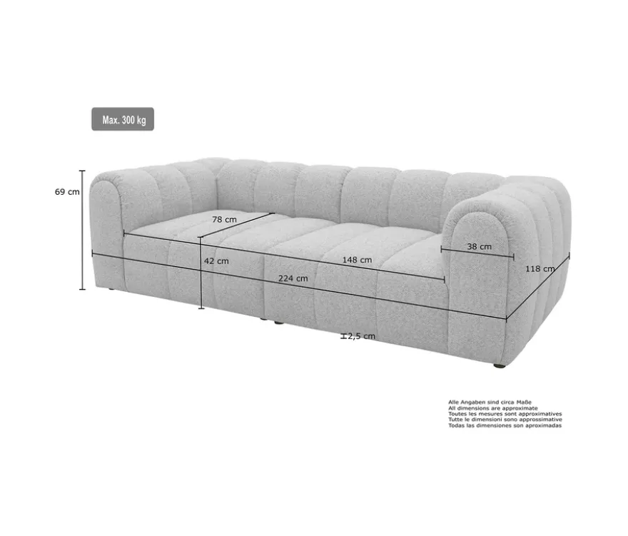 DOMO Bigsofa »Aalborg«, Sitzraster schmal, hellbraun