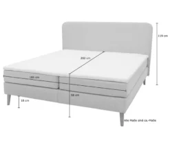DOMO Boxspringbett »Kopenhagen« mit festem Kopfteil, ca. 180 x 200 cm, inkl. Topper