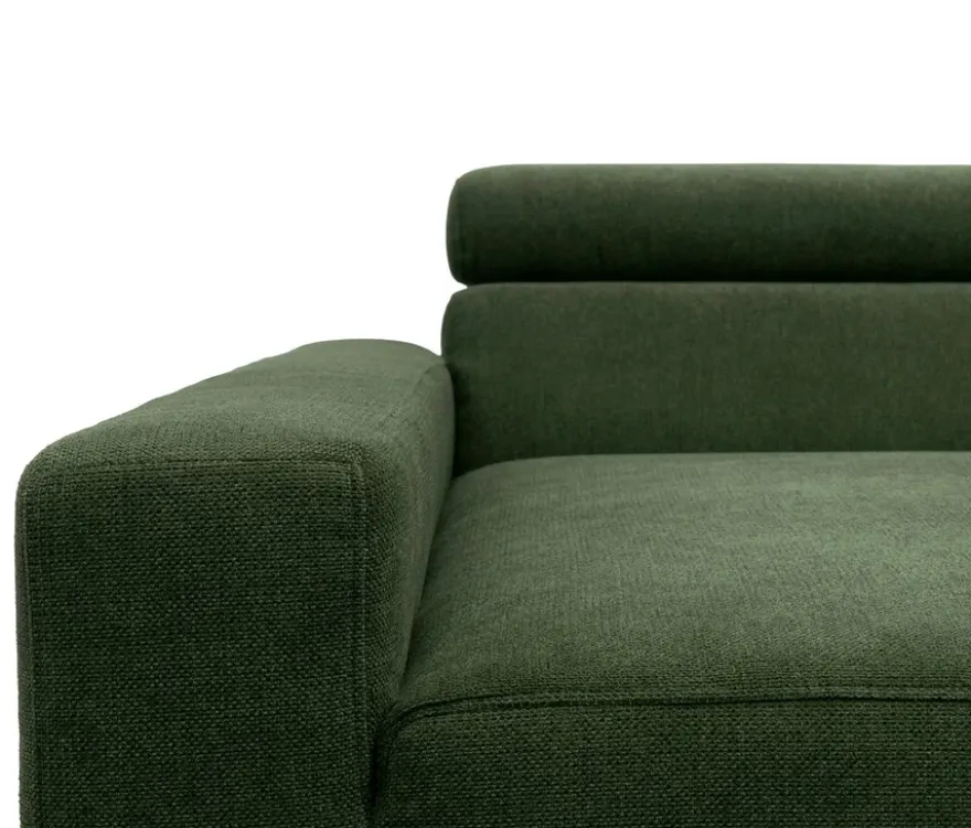 DOMO Eck-Schlafsofa »Malmö« mit Hocker, Longchair links, dunkelgrün/holzfarben