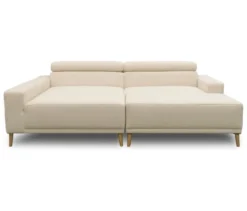 DOMO Eck-Schlafsofa »Malmö« mit Hocker, Longchair links, creme/holzfarben