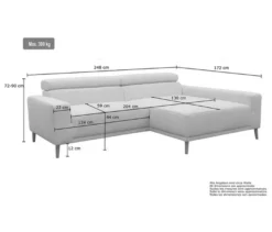 DOMO Eck-Schlafsofa »Malmö« mit Hocker, Longchair links, creme/holzfarben