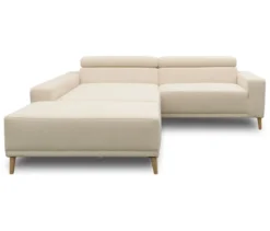 DOMO Eck-Schlafsofa »Malmö« mit Hocker, Longchair links, creme/holzfarben
