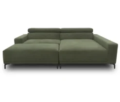 DOMO Eck-Schlafsofa »Malmö« mit Hocker, Longchair rechts, dunkelgrün