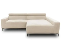 DOMO Eck-Schlafsofa »Malmö« mit Hocker, Longchair rechts, creme