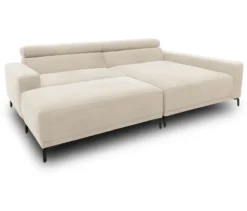 DOMO Eck-Schlafsofa »Malmö« mit Hocker, Longchair rechts, creme