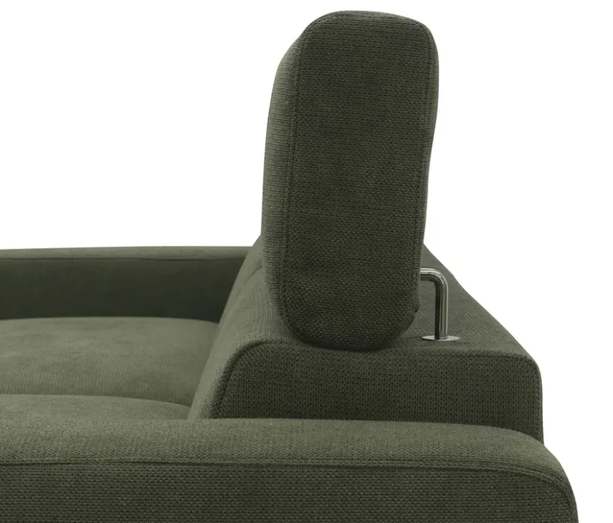 DOMO Eck-Schlafsofa »Malmö« mit Hocker, Longchair links, dunkelgrün