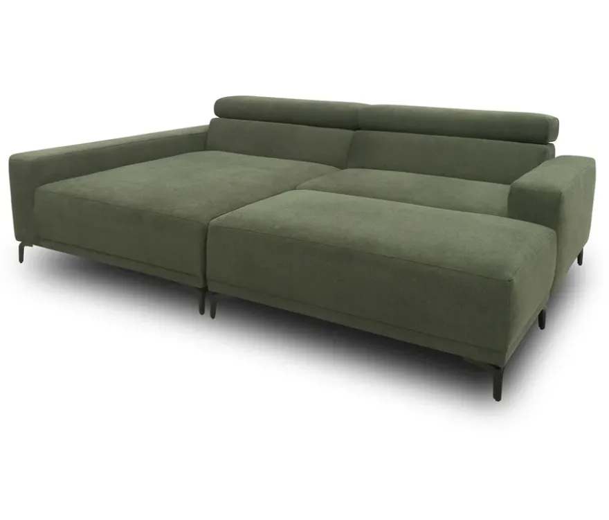 DOMO Eck-Schlafsofa »Malmö« mit Hocker, Longchair links, dunkelgrün