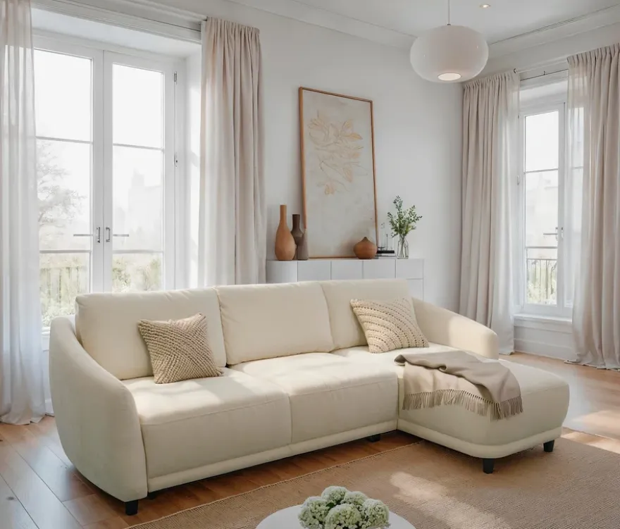 DOMO Eck-Schlafsofa »Visby«, Longchair rechts, creme