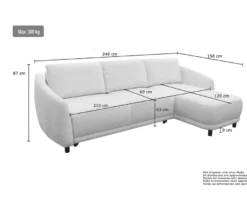 DOMO Eck-Schlafsofa »Visby«, Longchair rechts, grau