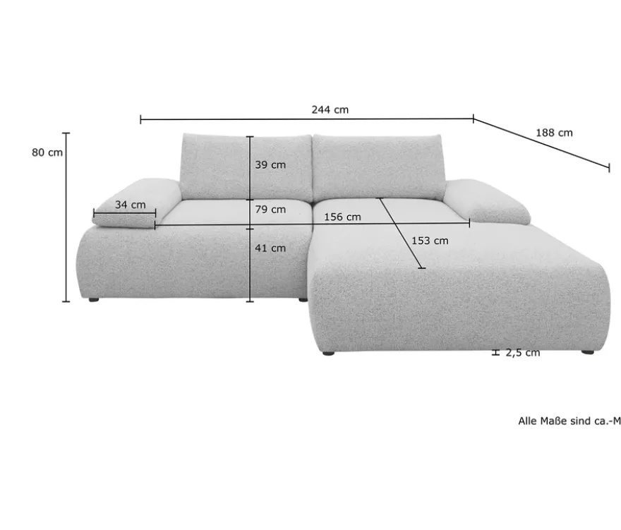 DOMO Ecksofa »Bela«, Longchair rechts