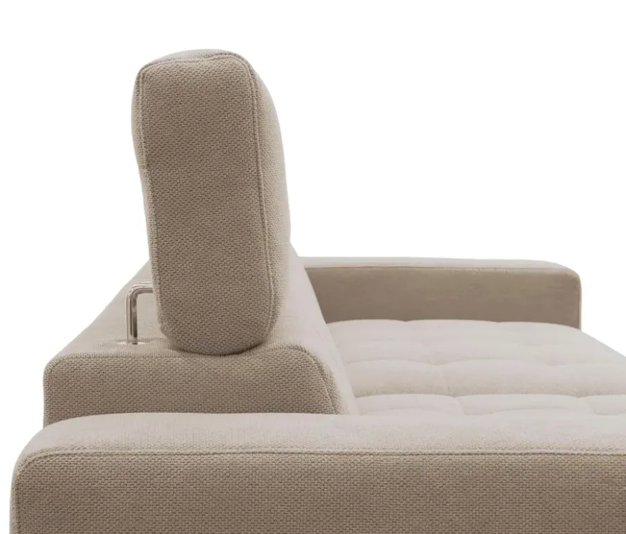 DOMO Ecksofa mit Hocker »Helsingborg«, sandfarben, links