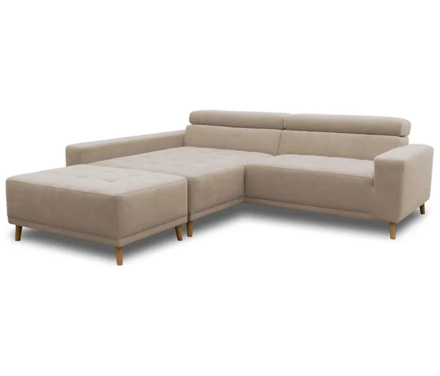DOMO Ecksofa mit Hocker »Helsingborg«, sandfarben, links