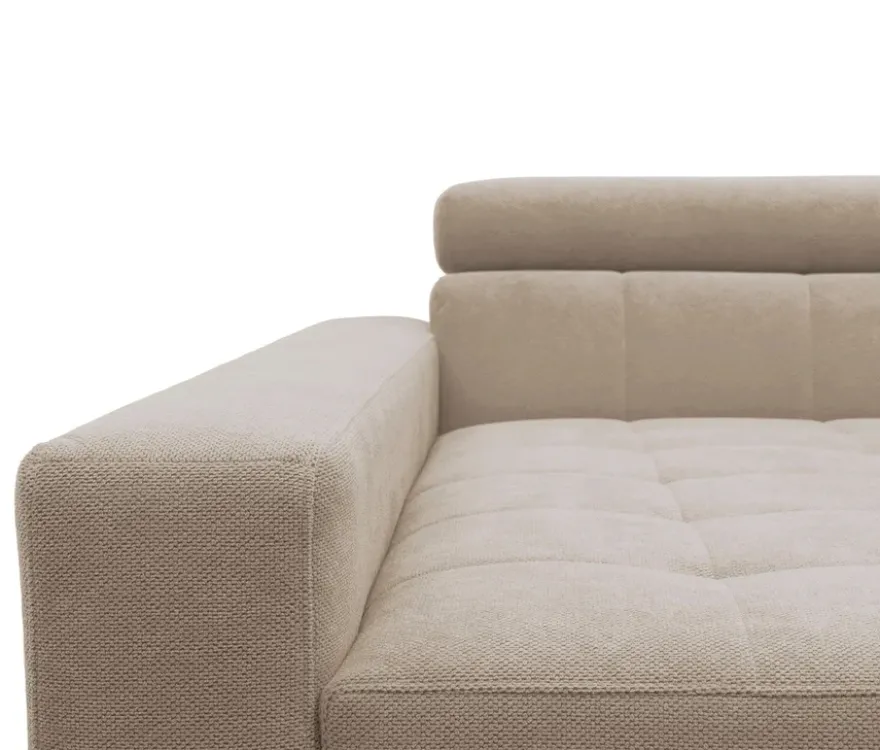 DOMO Ecksofa mit Hocker »Helsingborg«, sandfarben, links