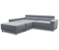 DOMO Ecksofa mit Hocker »Helsingborg«, blau, links