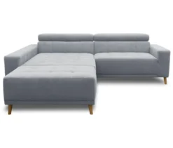 DOMO Ecksofa mit Hocker »Helsingborg«, blau, links