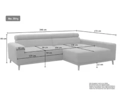 DOMO Ecksofa mit Hocker »Helsingborg«, blau, rechts
