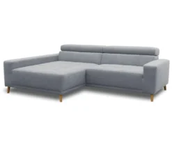 DOMO Ecksofa mit Longchair »Helsingborg«, blau, links