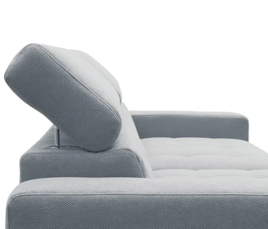 DOMO Ecksofa mit Longchair »Helsingborg«, blau, links