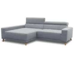 DOMO Ecksofa mit Longchair »Helsingborg«, blau, links