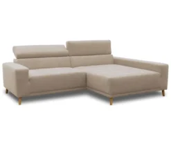 DOMO Ecksofa mit Longchair »Helsingborg«, sandfarben, rechts