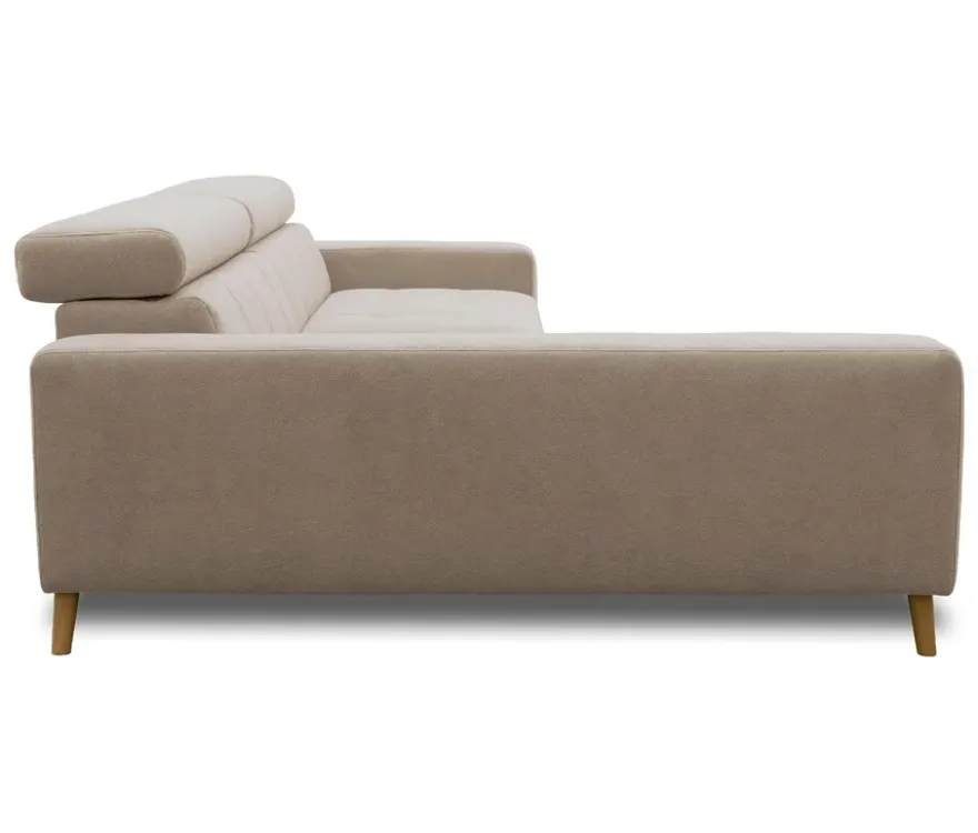 DOMO Ecksofa mit Longchair »Helsingborg«, sandfarben, links