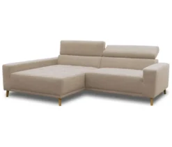 DOMO Ecksofa mit Longchair »Helsingborg«, sandfarben, links