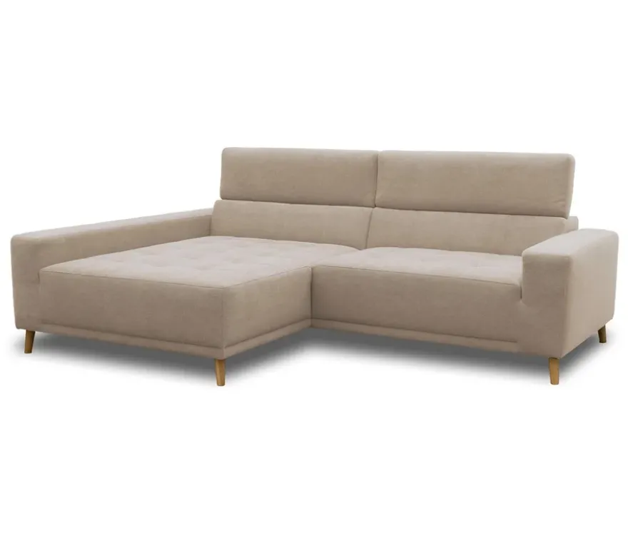 DOMO Ecksofa mit Longchair »Helsingborg«, sandfarben, links