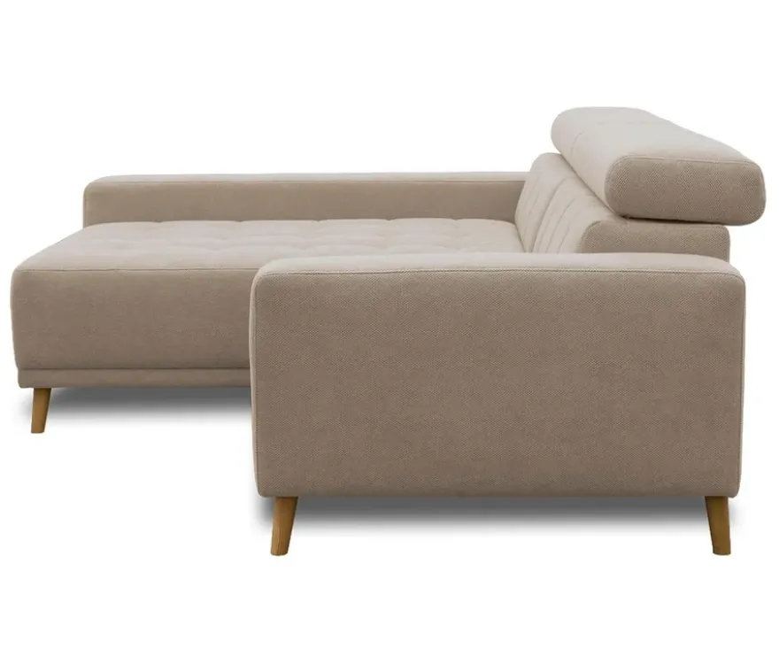 DOMO Ecksofa mit Longchair »Helsingborg«, sandfarben, links