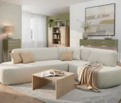 DOMO Sofa 200 029, beige-braun meliert, rechtsbündig