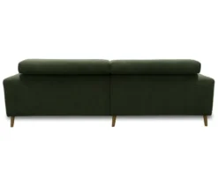 DOMO Sofa »Malmö«, Longchair links, mit Kopfteilverstellung, grün/holz