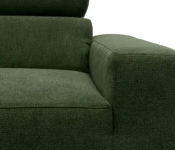 DOMO Sofa »Malmö«, Longchair links, mit Kopfteilverstellung, grün/holz