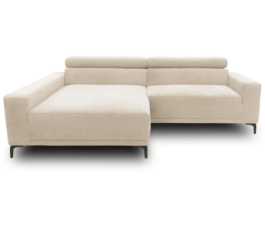 DOMO Sofa »Malmö«, Longchair links, mit Kopfteilverstellung, creme