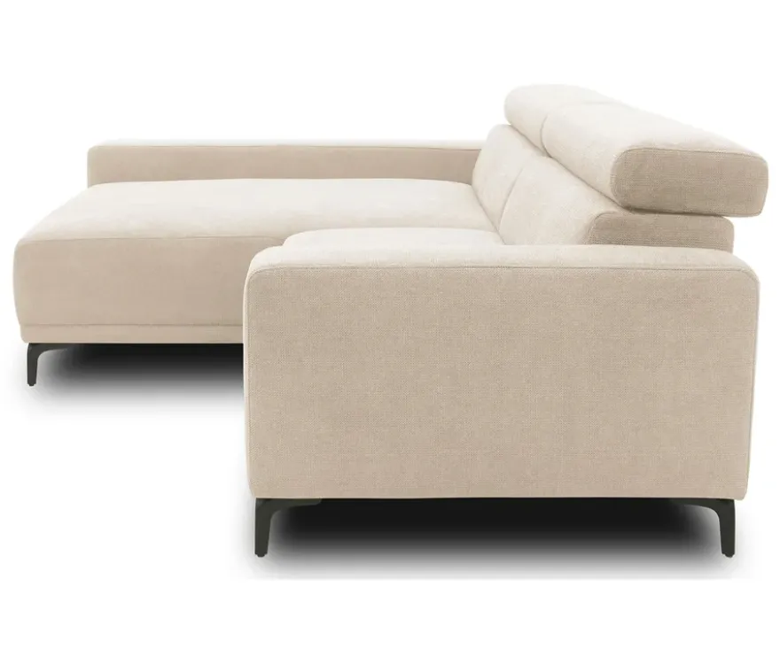 DOMO Sofa »Malmö«, Longchair links, mit Kopfteilverstellung, creme