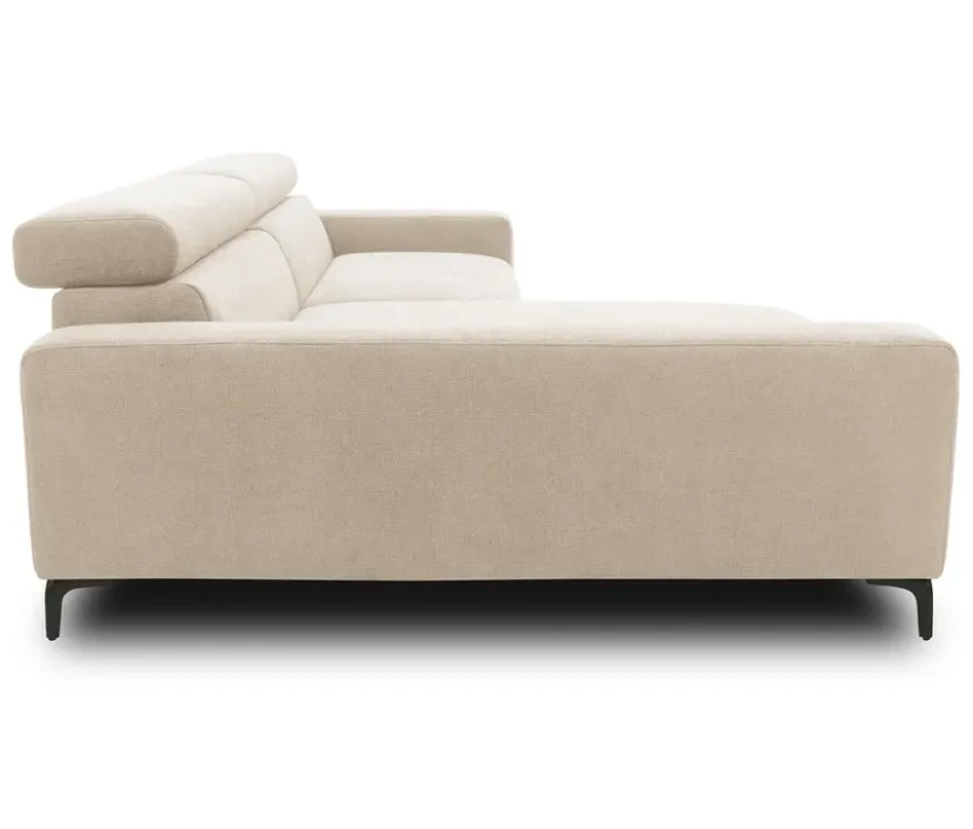 DOMO Sofa »Malmö«, Longchair links, mit Kopfteilverstellung, creme
