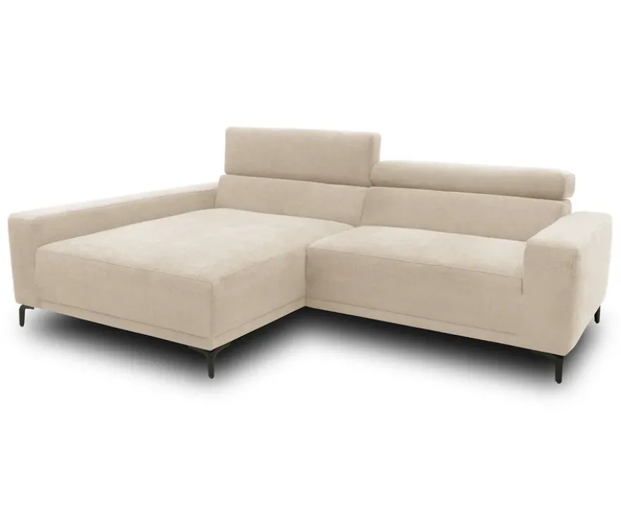 DOMO Sofa »Malmö«, Longchair links, mit Kopfteilverstellung, creme