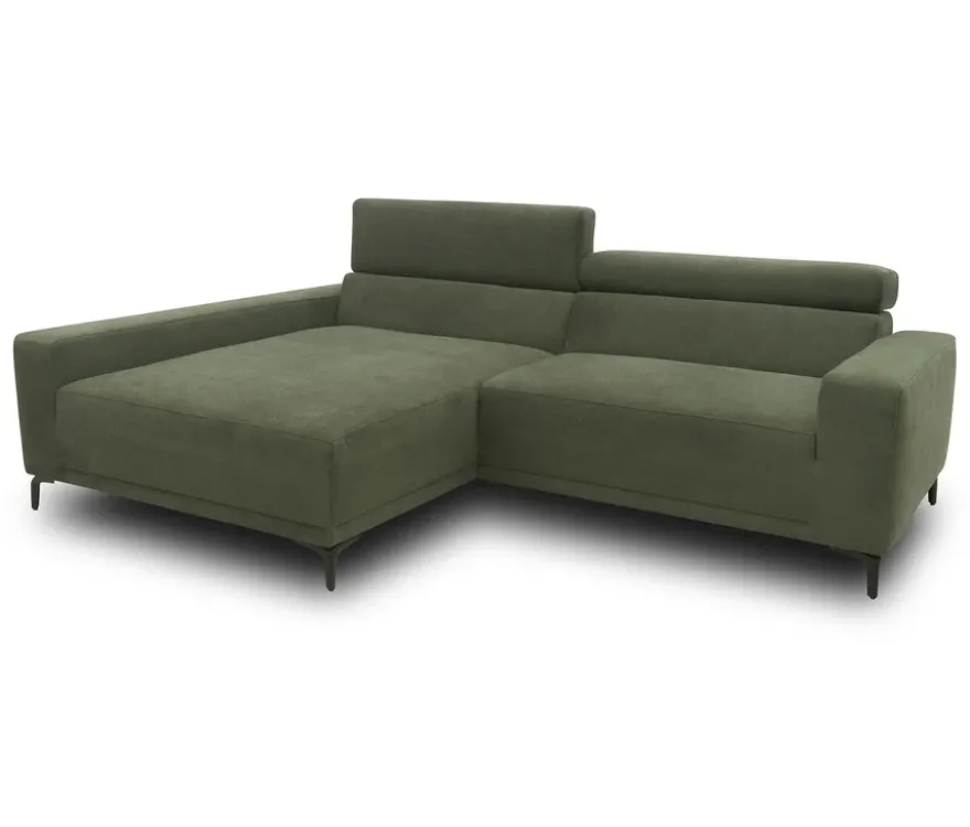 DOMO Sofa »Malmö«, Longchair links, mit Kopfteilverstellung, grün