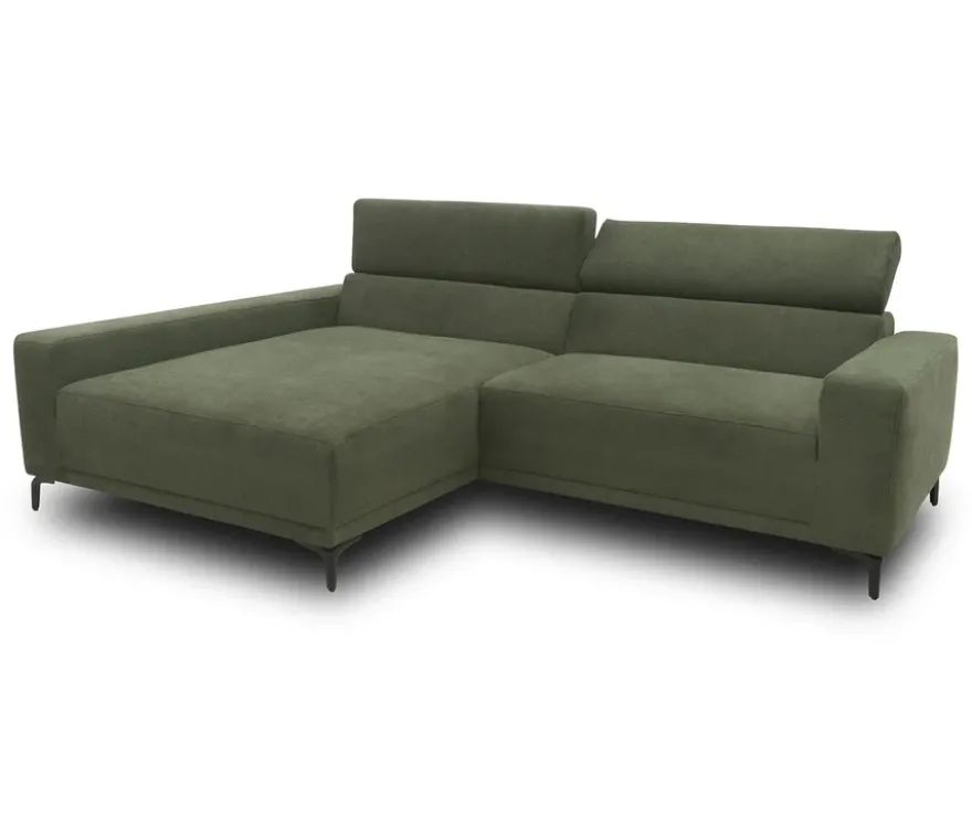 DOMO Sofa »Malmö«, Longchair links, mit Kopfteilverstellung, grün