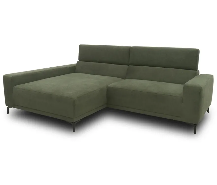 DOMO Sofa »Malmö«, Longchair links, mit Kopfteilverstellung, grün