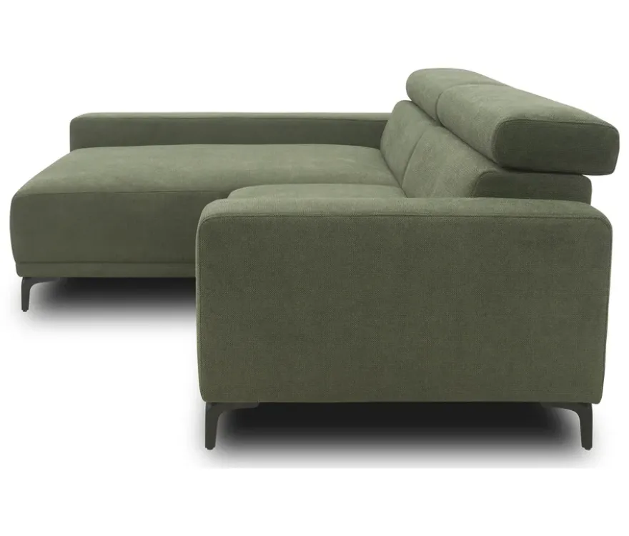 DOMO Sofa »Malmö«, Longchair links, mit Kopfteilverstellung, grün