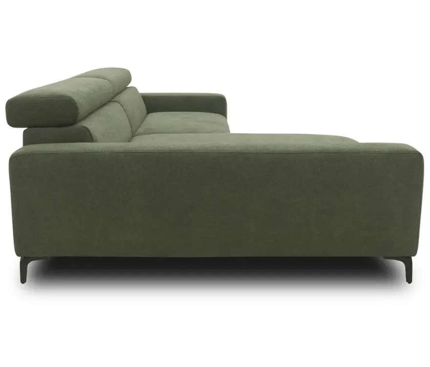 DOMO Sofa »Malmö«, Longchair links, mit Kopfteilverstellung, grün