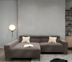 DOMO Sofa »Malmö«, Longchair links, mit Kopfteilverstellung, grau
