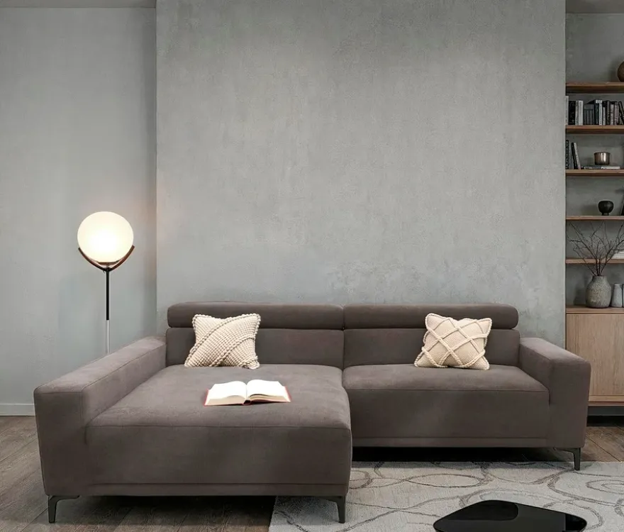 DOMO Sofa »Malmö«, Longchair links, mit Kopfteilverstellung, grau